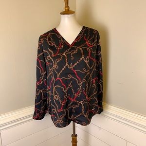 Anne Klein Chain & Belt Print Top S FREE SHIP
